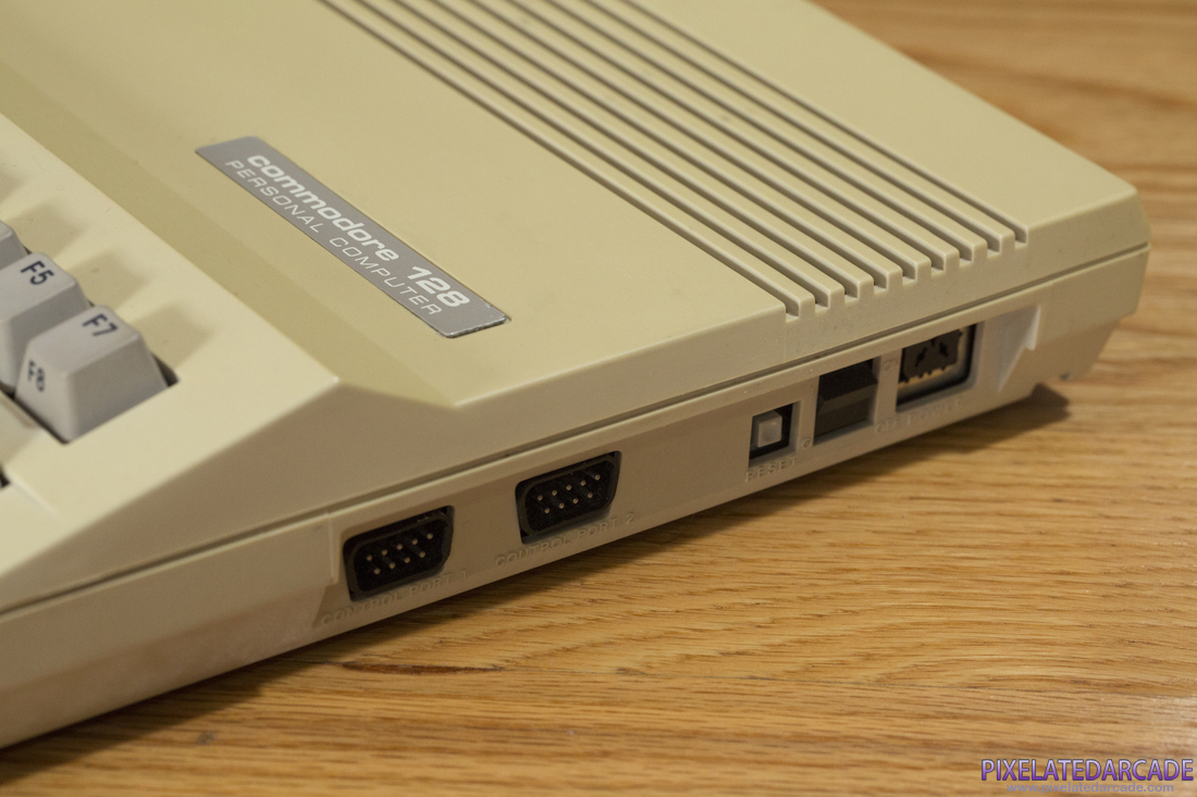 Commodore 128 Photo: Commodore 128 computer - Joystick ports and power