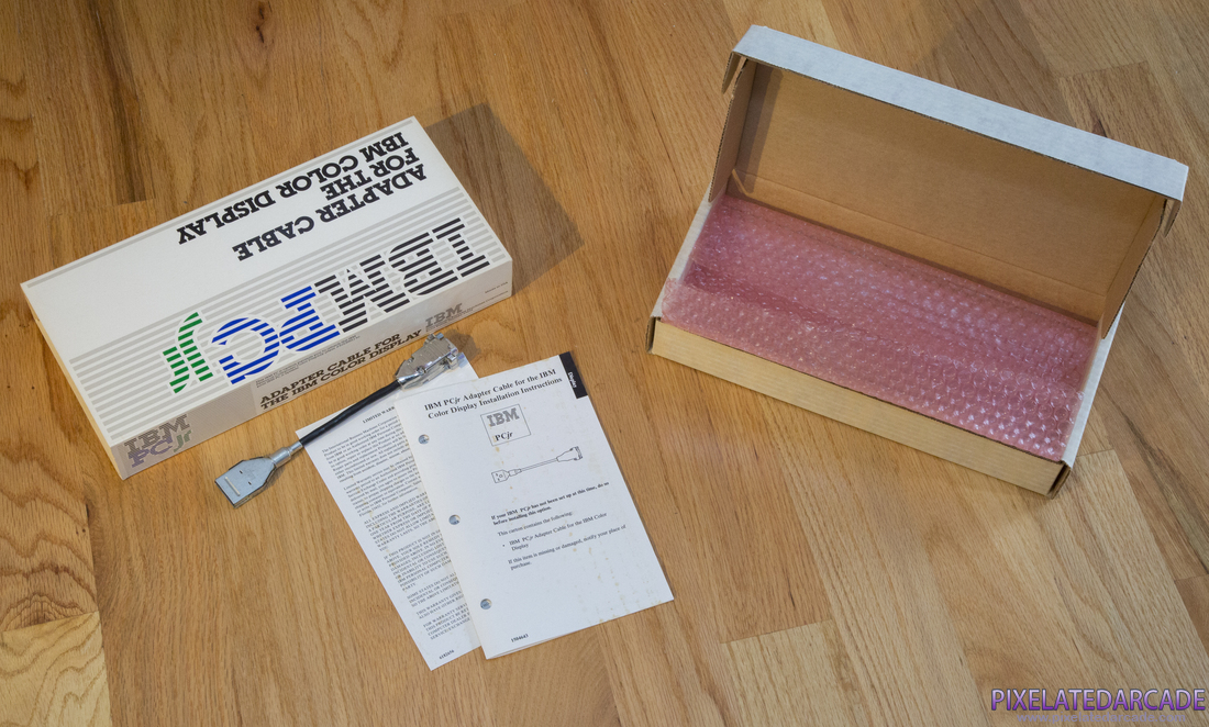 Tandy/PCjr Photo: IBM PCjr Adapter Cable for the IBM Color Display - Box and Contents