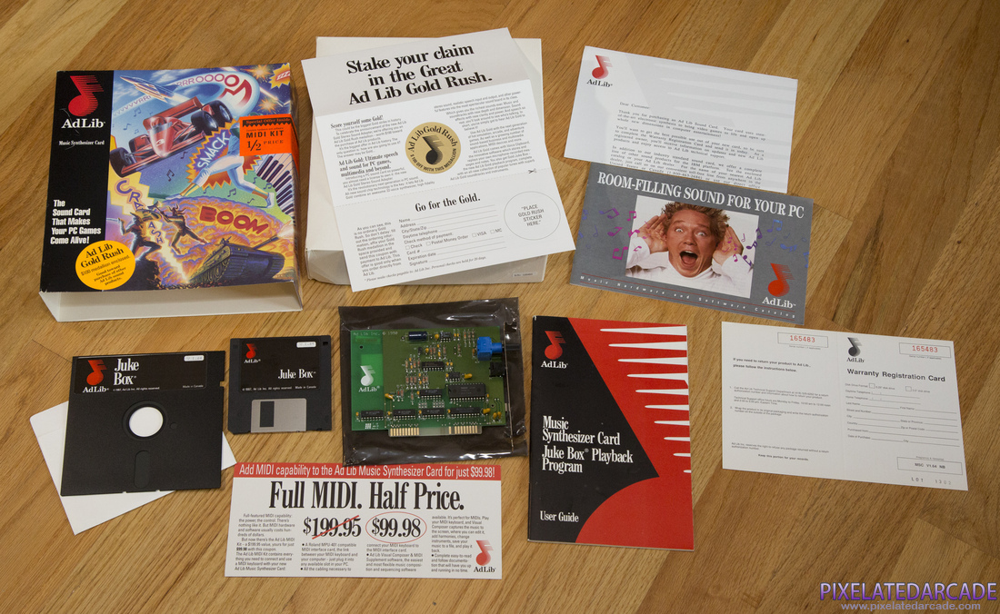 AdLib Music Synthesizer Photo: AdLib card box and contents