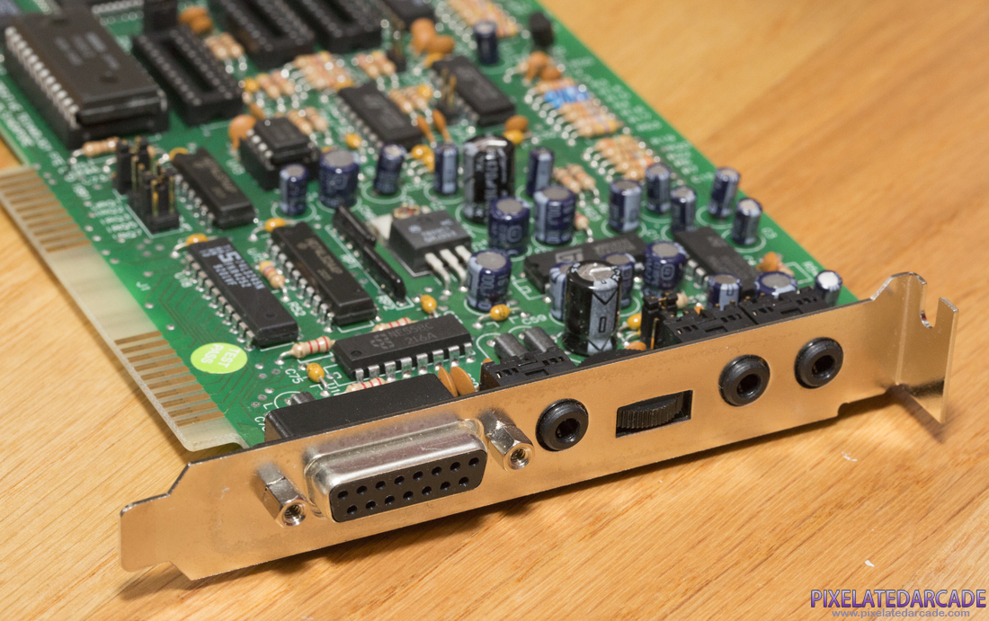 Sound Blaster Photo: Sound Blaster - Volume control, joystick port, and audio connectors