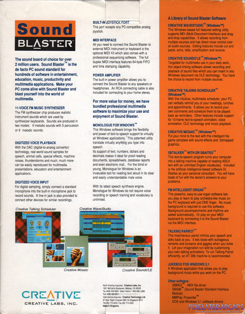 Sound Blaster Photo: Sound Blaster v2.0 Deluxe Edition - Box Back