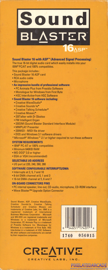 Sound Blaster 16 Photo: Sound Blaster 16 ASP - Box Left Side