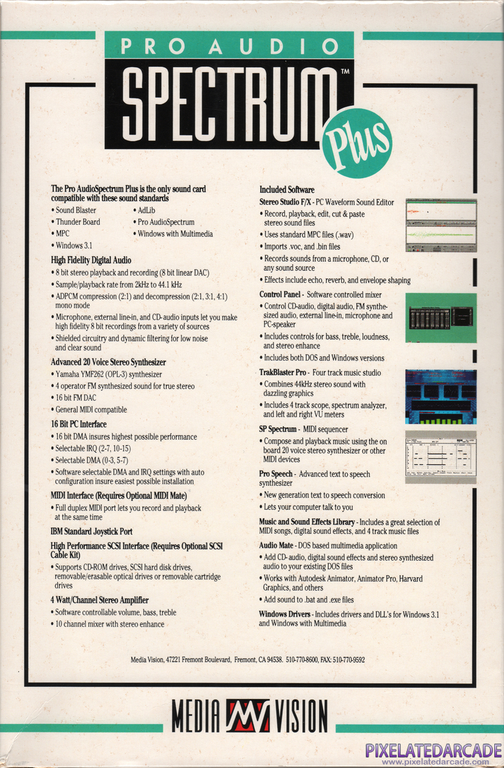 Pro Audio Spectrum Plus Photo: Pro Audio Spectrum Plus box back