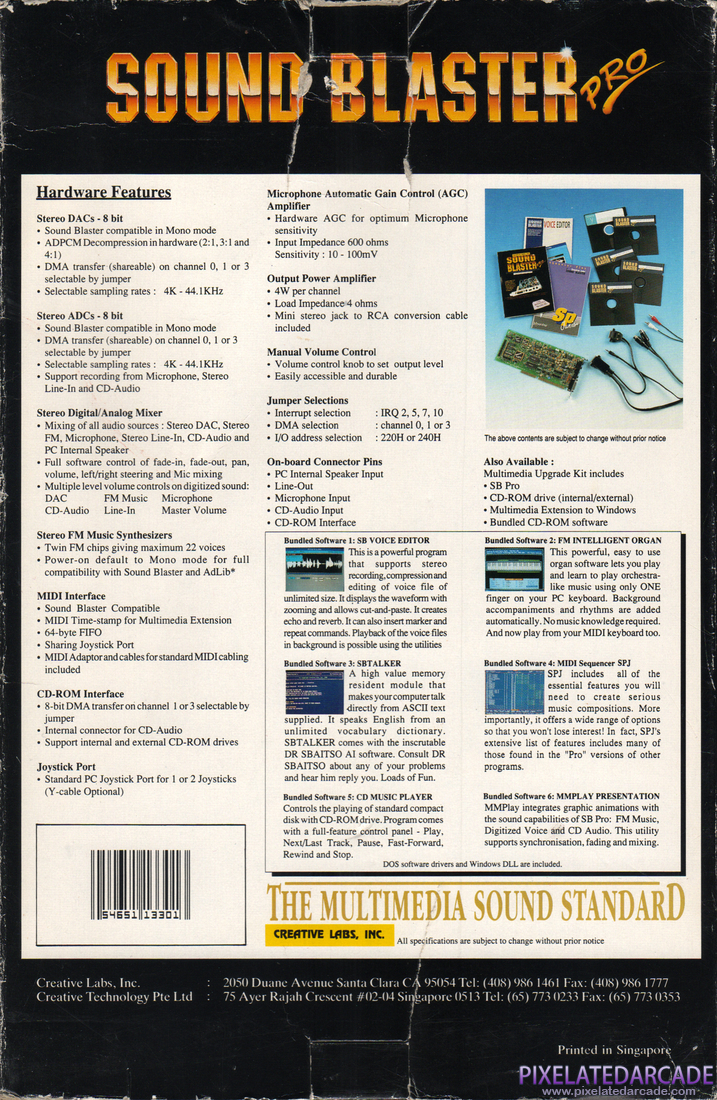 Sound Blaster Pro Photo: Sound Blaster Pro 1 - Box back