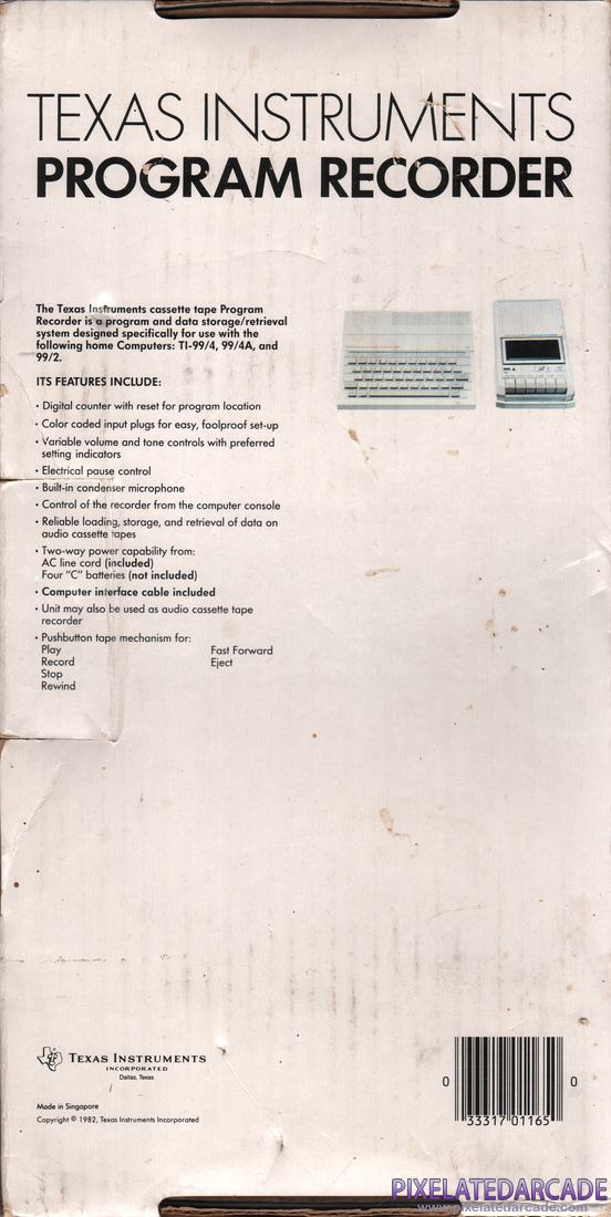 Cassette Tape Photo: Texas Instruments Program Recorder - Box Back