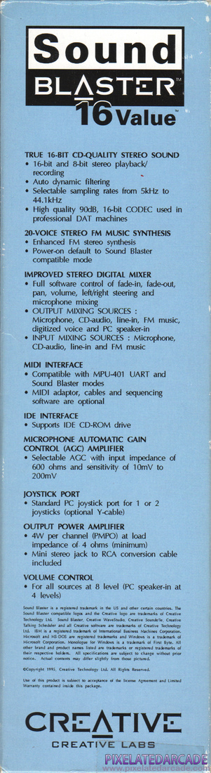 Sound Blaster 16 Photo: Sound Blaster 16 Value - Box Right Side