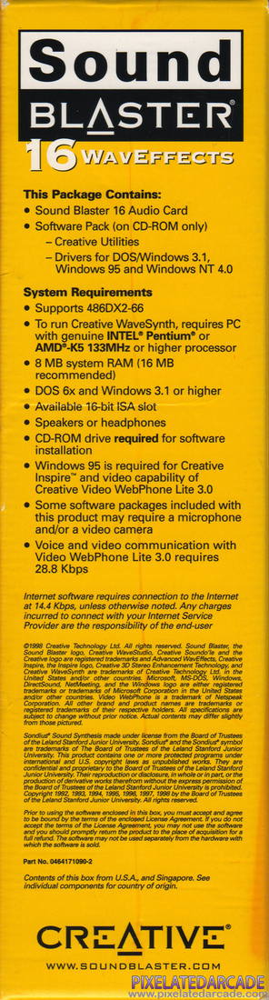 Sound Blaster 16 Photo: Sound Blaster 16 WavEffects - Box Left Side