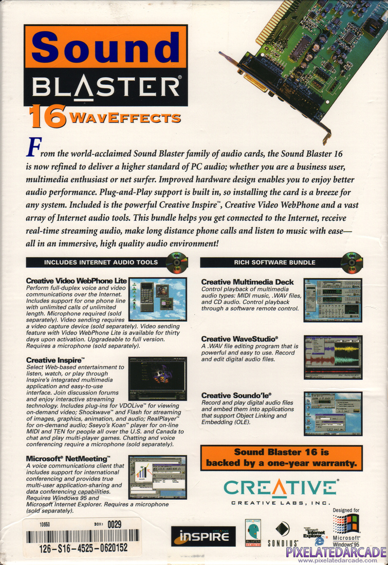 Sound Blaster 16 Photo: Sound Blaster 16 WavEffects - Box Back