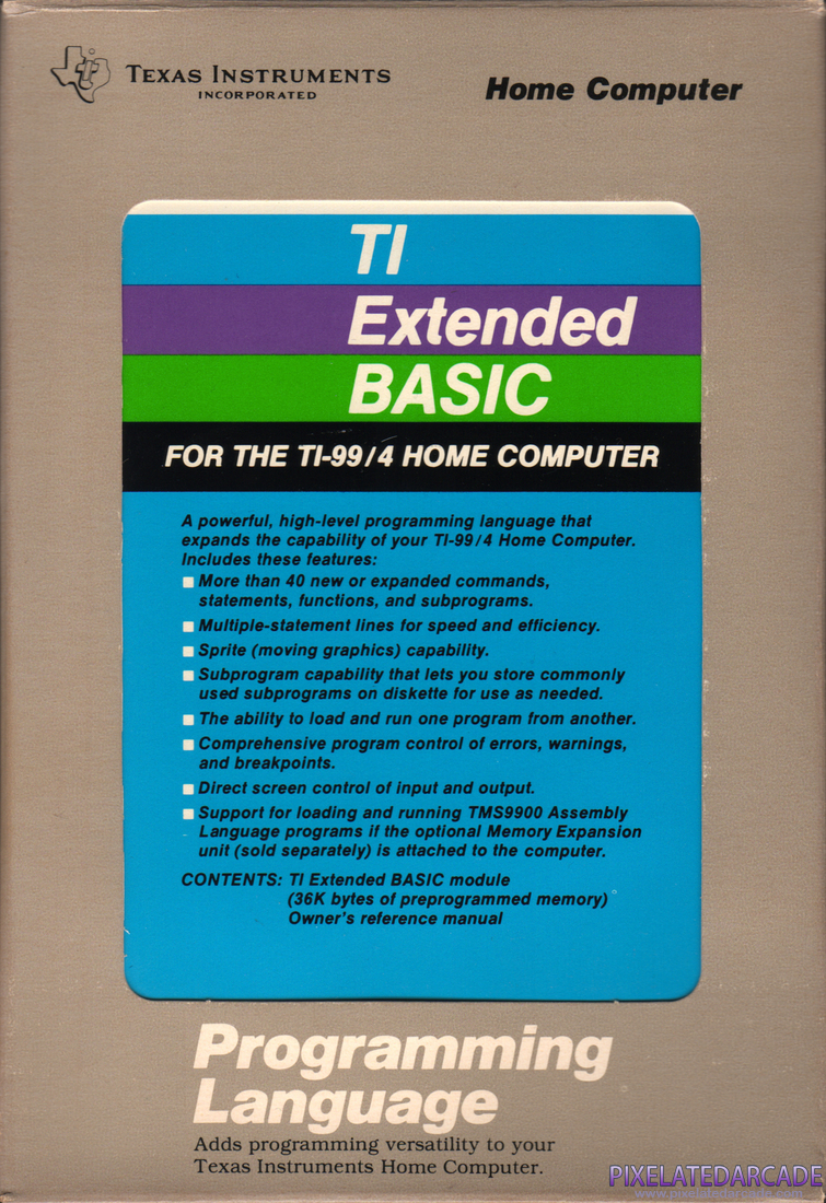 TI Extended BASIC module Photo: TI Extended BASIC module - Box Front
