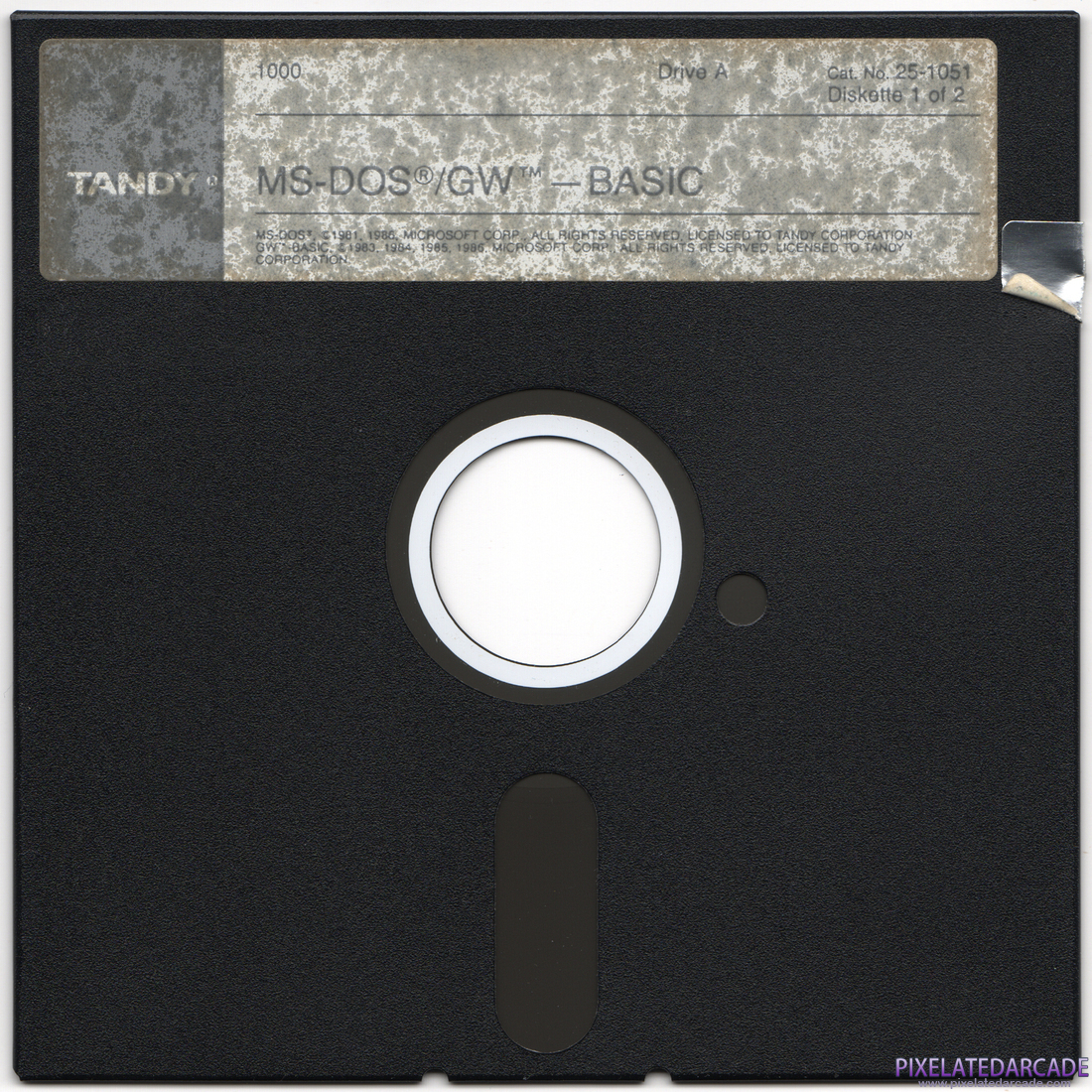 BASIC Interpreter Photo: MS-DOS and GW-BASIC 5.25" disk for Tandy 1000 computers