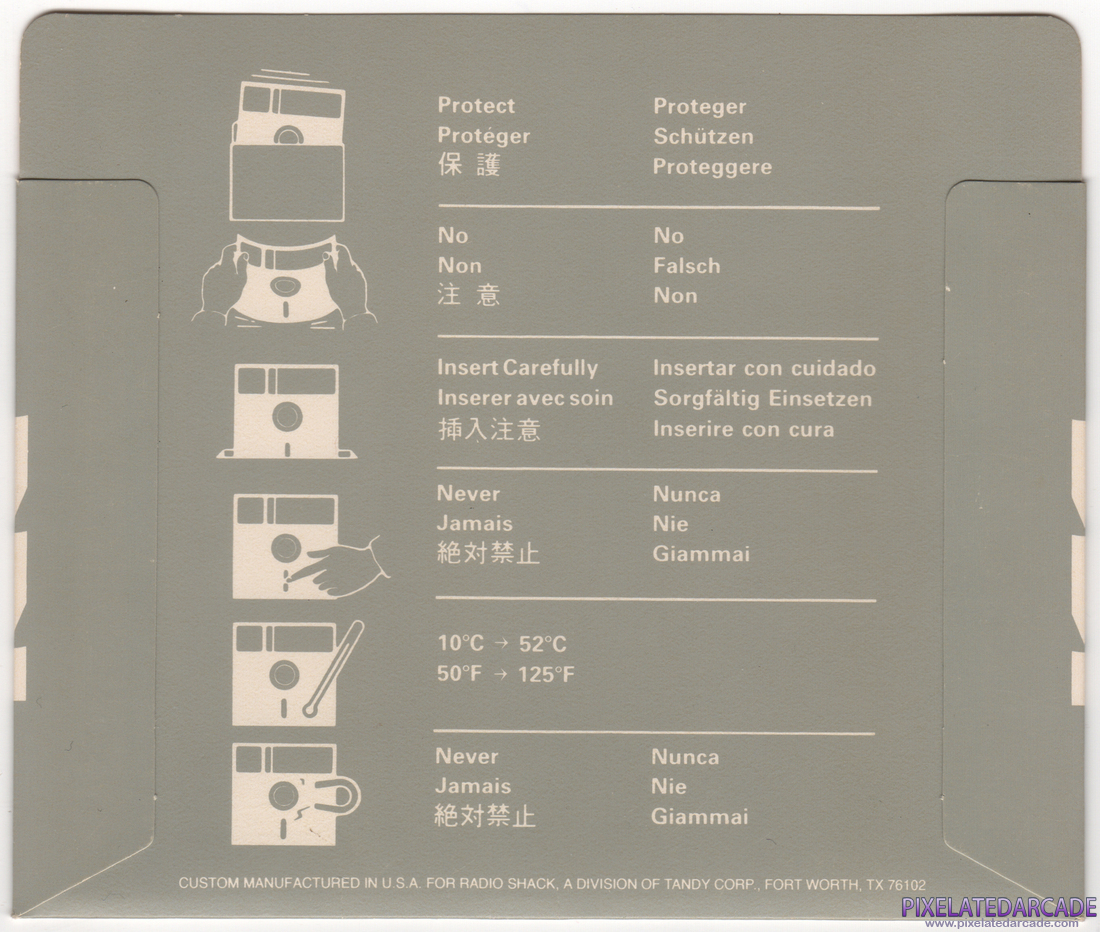 BASIC Interpreter Photo: MS-DOS and GW-BASIC 5.25" disk for Tandy 1000 computers - Sleeve Back