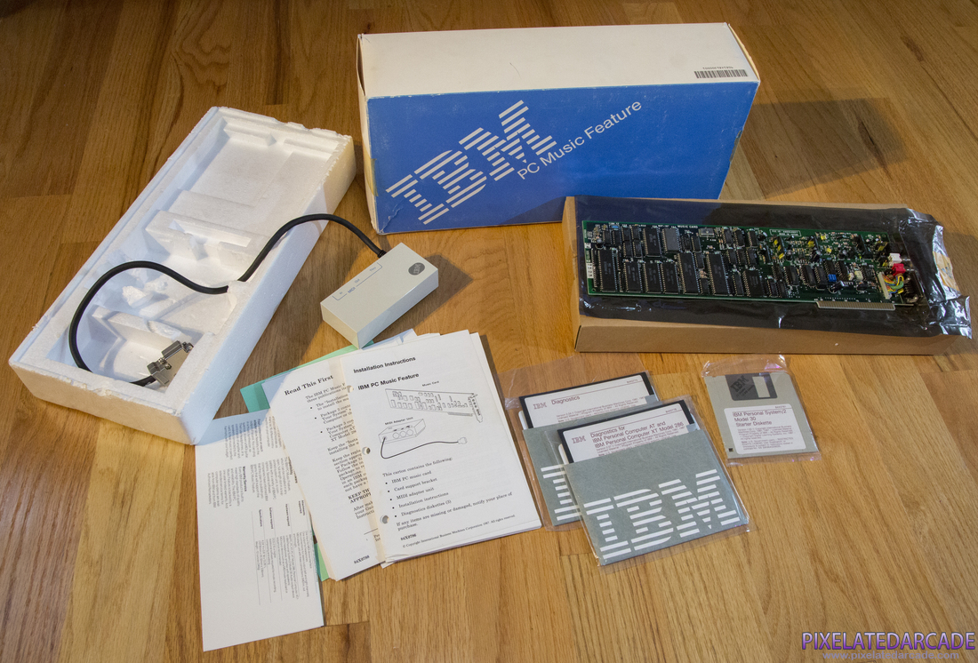 IBM PC Music Feature Card Photo: IBM PC Music Feature Card - Box and contents