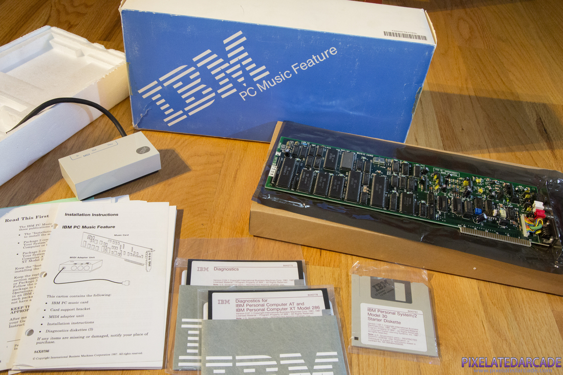 IBM PC Music Feature Card Photo: IBM PC Music Feature Card - Box and contents
