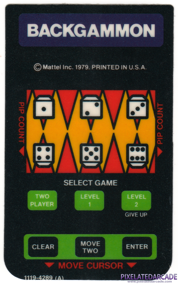 ABPA Backgammon - Intellivision Overlay front