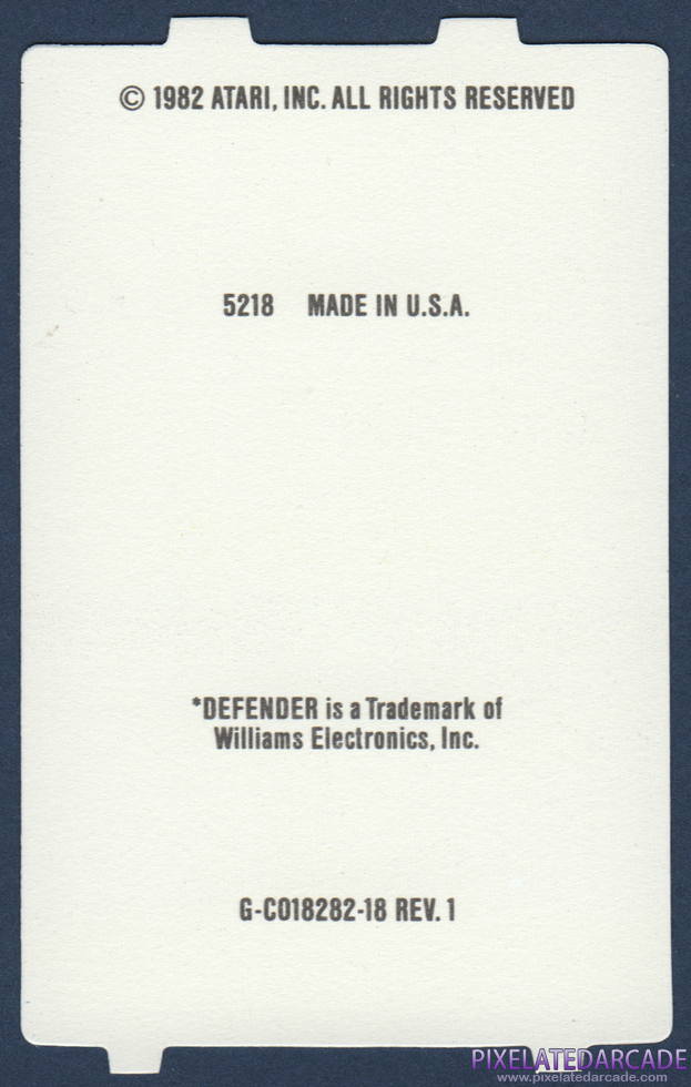 Defender - Atari 5200 Overlay back