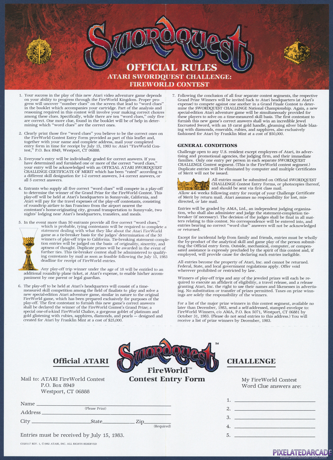 Swordquest FireWorld Challenge - Back