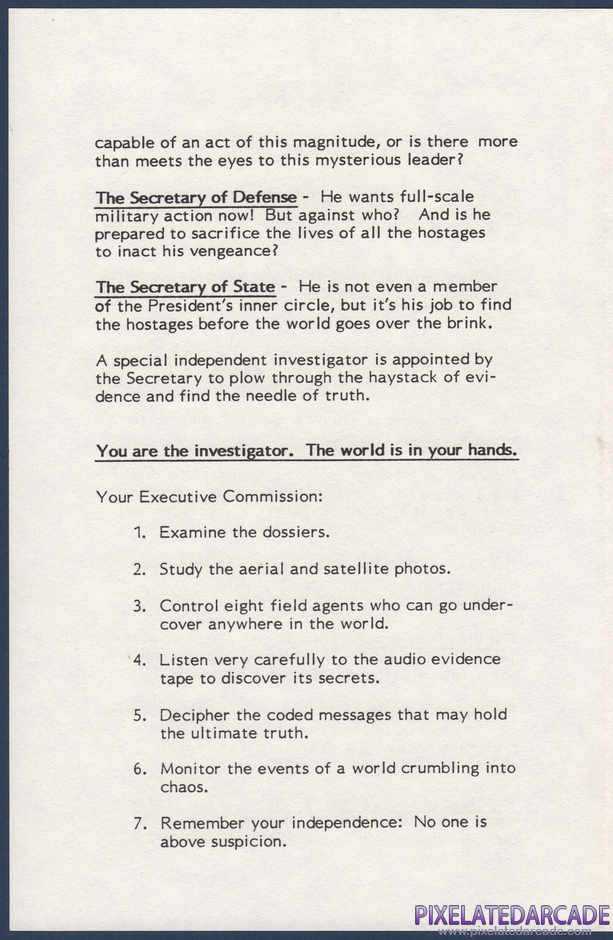 The President is Missing Package Contents: Prologue instruction sheet - Page 2 The President is Missing Package Contents: Prologue instruction sheet - Page 2