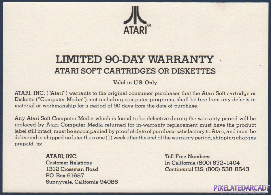 Joust Package Contents: Warranty information card - Front