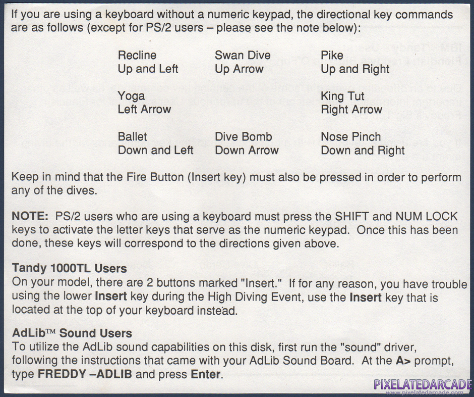 Fiendish Freddy's Big Top O' Fun Package Contents: IBM version addendum - Back Fiendish Freddy's Big Top O' Fun Package Contents: IBM version addendum - Back