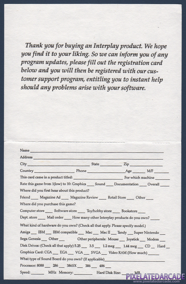 Lexi-Cross Package Contents: Warranty registration card - Inside