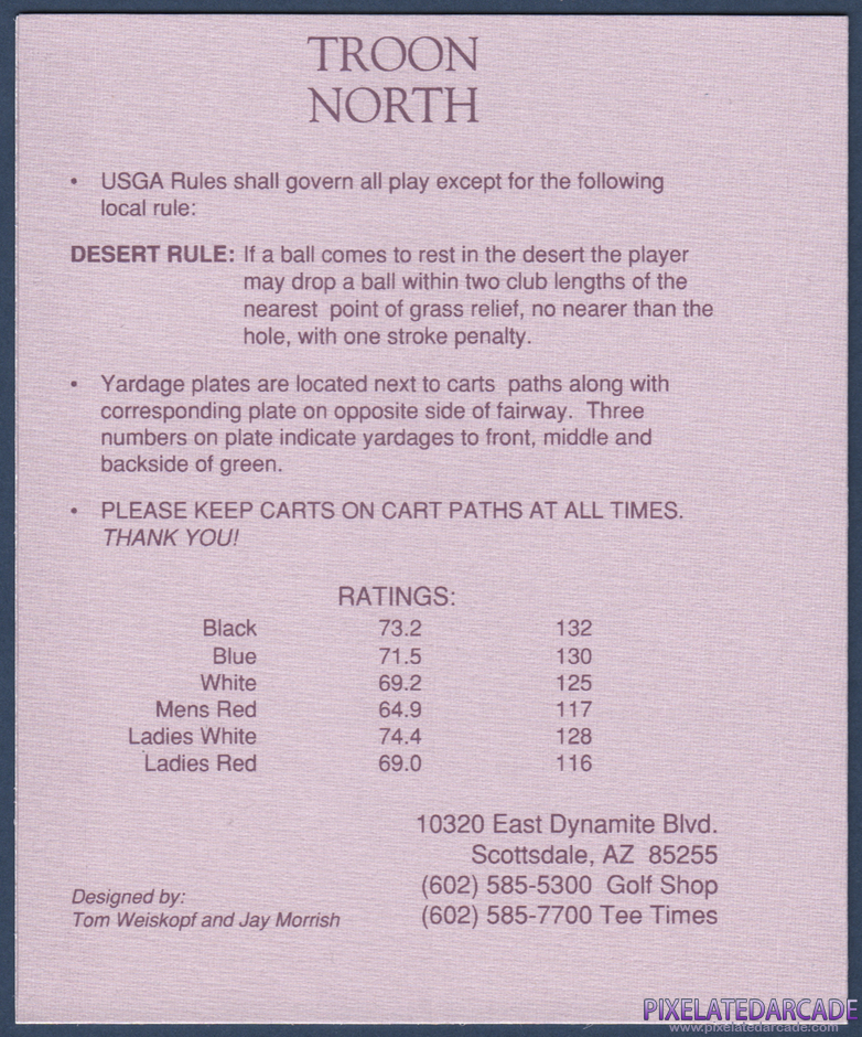 Links: Championship Course - Troon North Package Contents: Troon North scorecard - Back Links: Championship Course - Troon North Package Contents: Troon North scorecard - Back