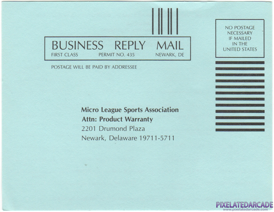MicroLeague Baseball Package Contents: Warranty registration card - Front MicroLeague Baseball Package Contents: Warranty registration card - Front