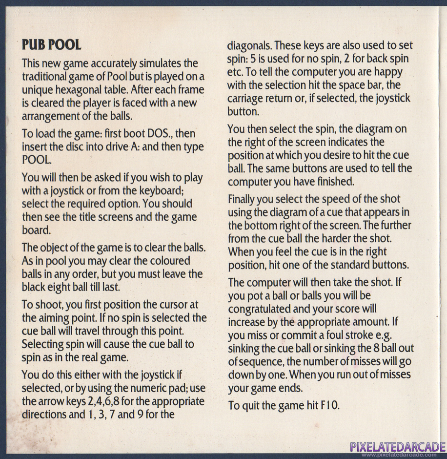 Pub Pool Package Contents: Game instructions - Scan Pub Pool Package Contents: Game instructions - Scan