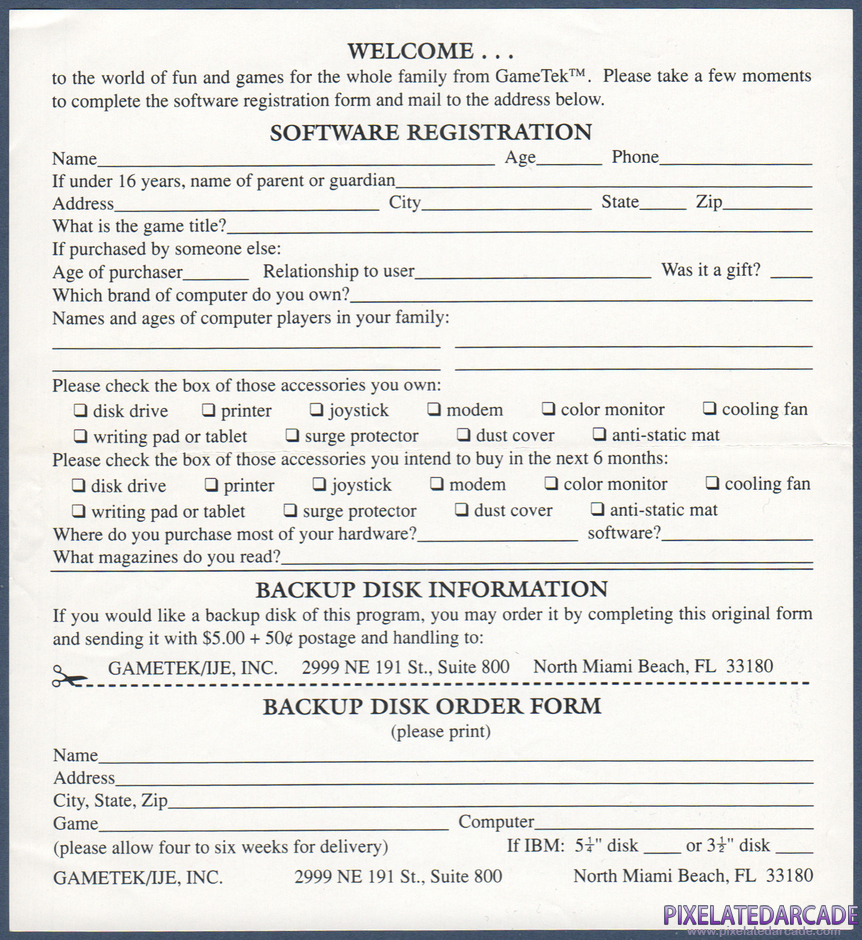 Jeopardy! 25th Anniversary Edition Package Contents: Warranty registration card Jeopardy! 25th Anniversary Edition Package Contents: Warranty registration card