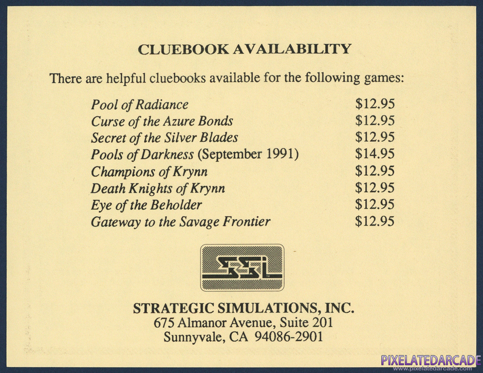 Gateway to the Savage Frontier Package Contents: Clue book information card - Back Gateway to the Savage Frontier Package Contents: Clue book information card - Back