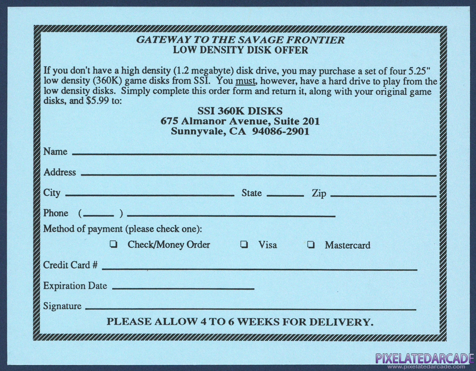 Gateway to the Savage Frontier Package Contents: Low density disk offer card Gateway to the Savage Frontier Package Contents: Low density disk offer card