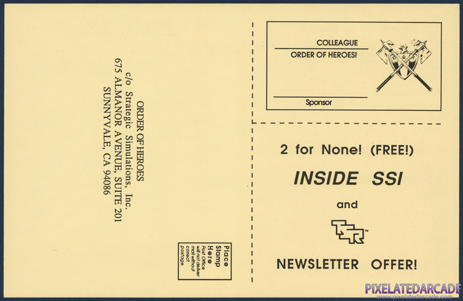 Gateway to the Savage Frontier Package Contents: SSI Order of Heroes registration card - Back Gateway to the Savage Frontier Package Contents: SSI Order of Heroes registration card - Back