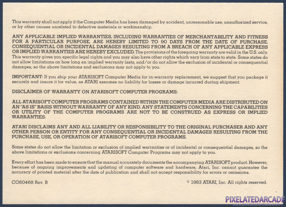 Moon Patrol Package Contents: Warranty registration card - Back Moon Patrol Package Contents: Warranty registration card - Back