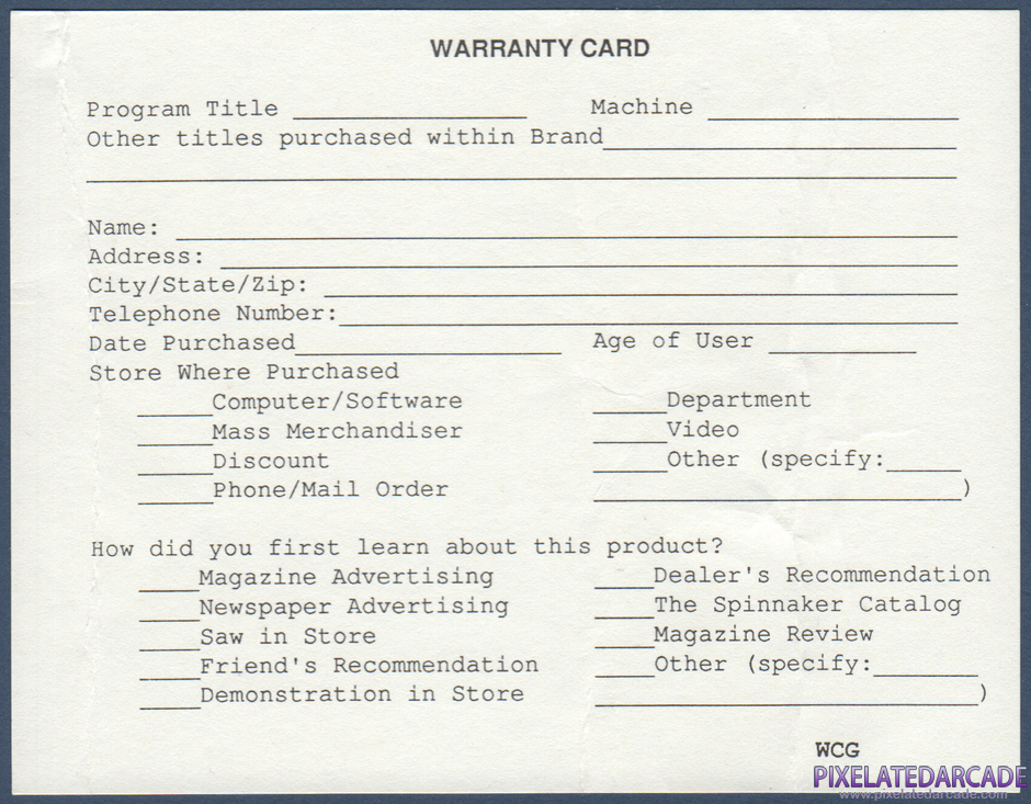 Backgammon Package Contents: Warranty registration card - Back