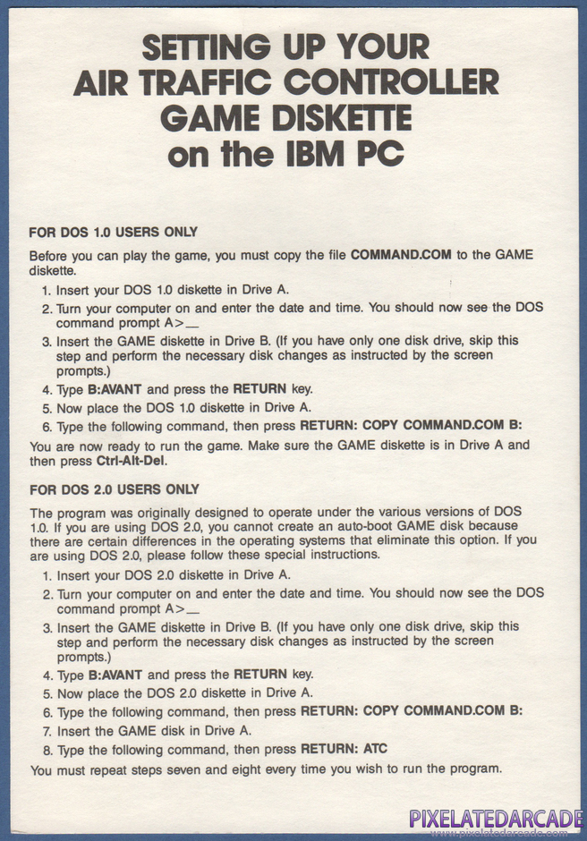 Air Traffic Controller Package Contents: Instruction sheet - Front Air Traffic Controller Package Contents: Instruction sheet - Front