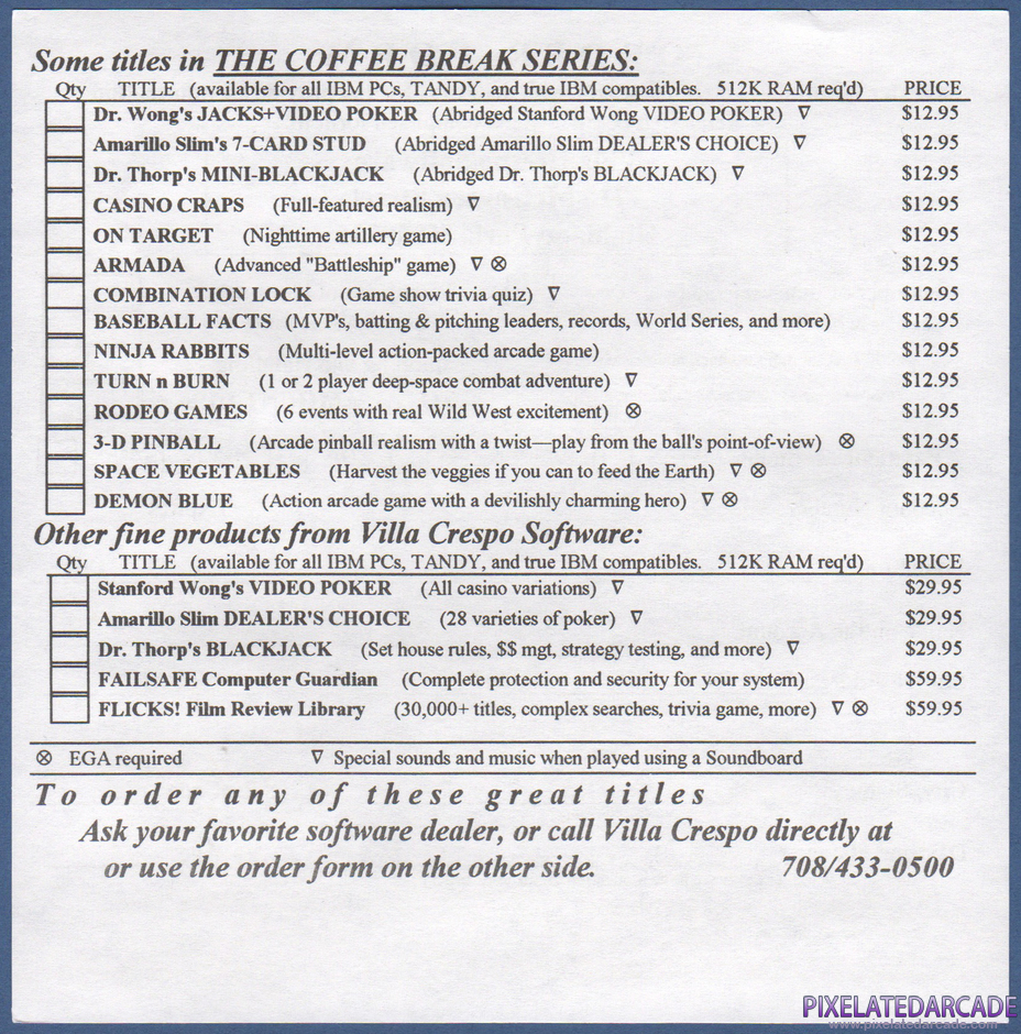 Turn n Burn Package Contents: Coffee Break series order form - Back Turn n Burn Package Contents: Coffee Break series order form - Back
