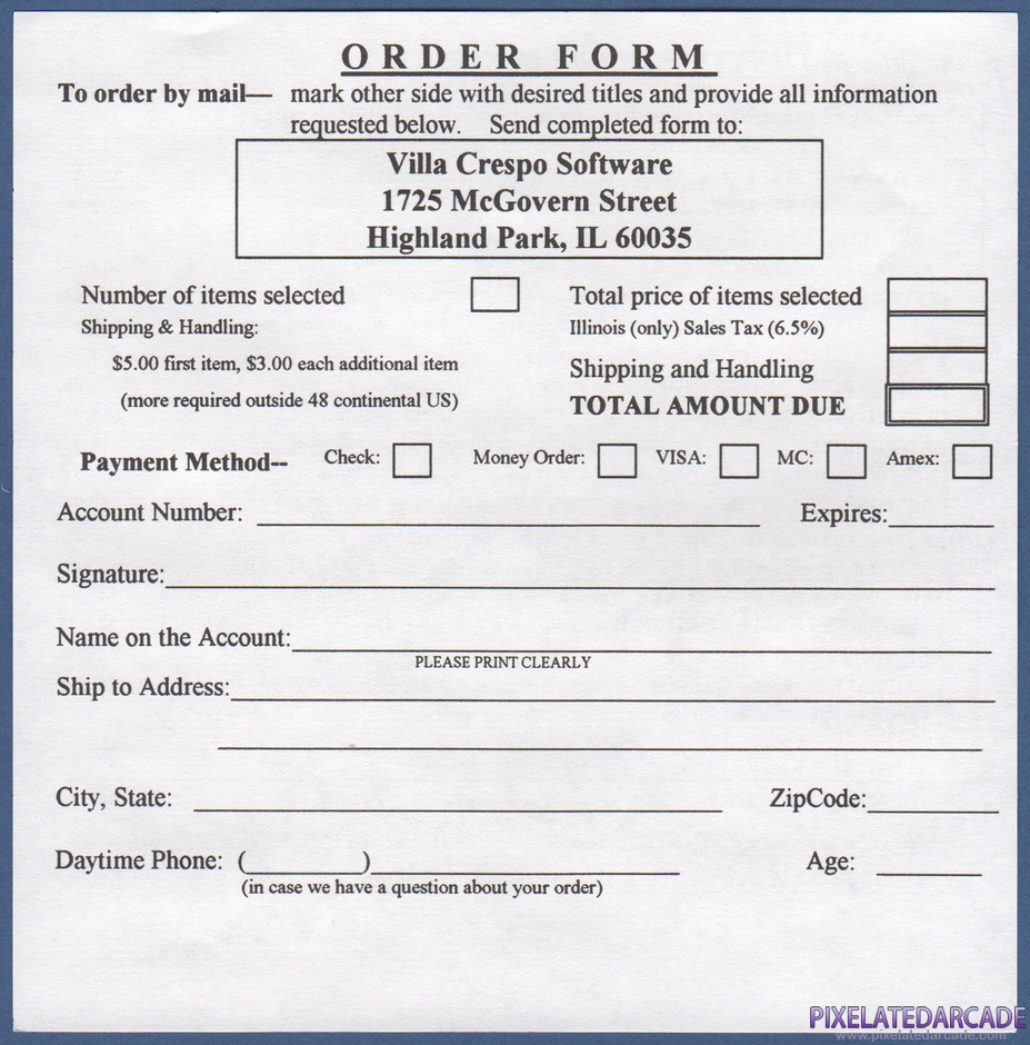 Turn n Burn Package Contents: Coffee Break series order form - Front