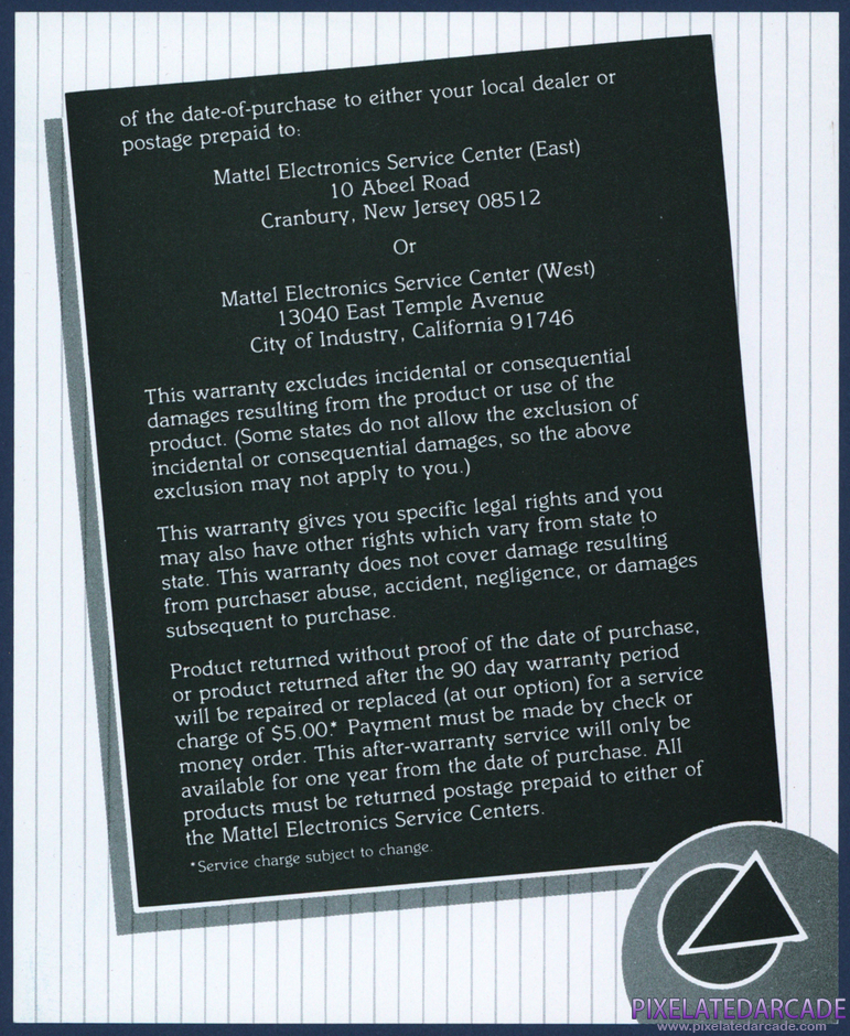 Night Stalker Package Contents: Warranty information card - Back Night Stalker Package Contents: Warranty information card - Back