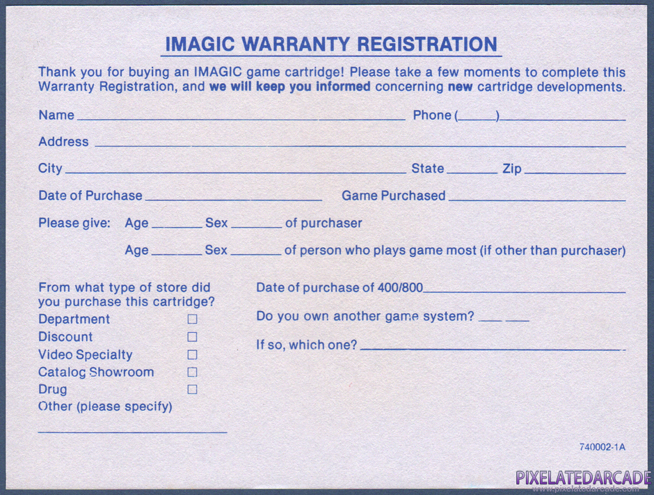Atlantis Package Contents: Warranty registration card - Back Atlantis Package Contents: Warranty registration card - Back