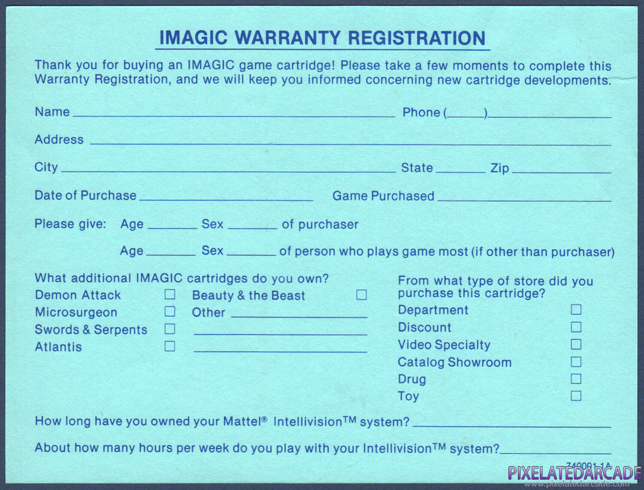 Atlantis Package Contents: Warranty registration card - Back Atlantis Package Contents: Warranty registration card - Back