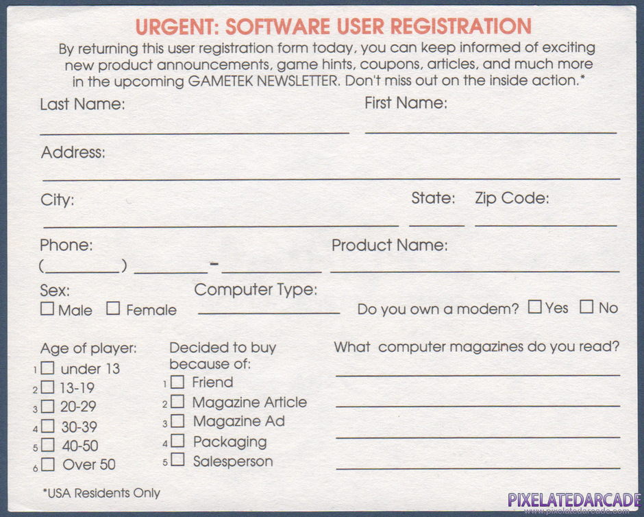 Jeopardy! Package Contents: Warranty registration card - Back Jeopardy! Package Contents: Warranty registration card - Back
