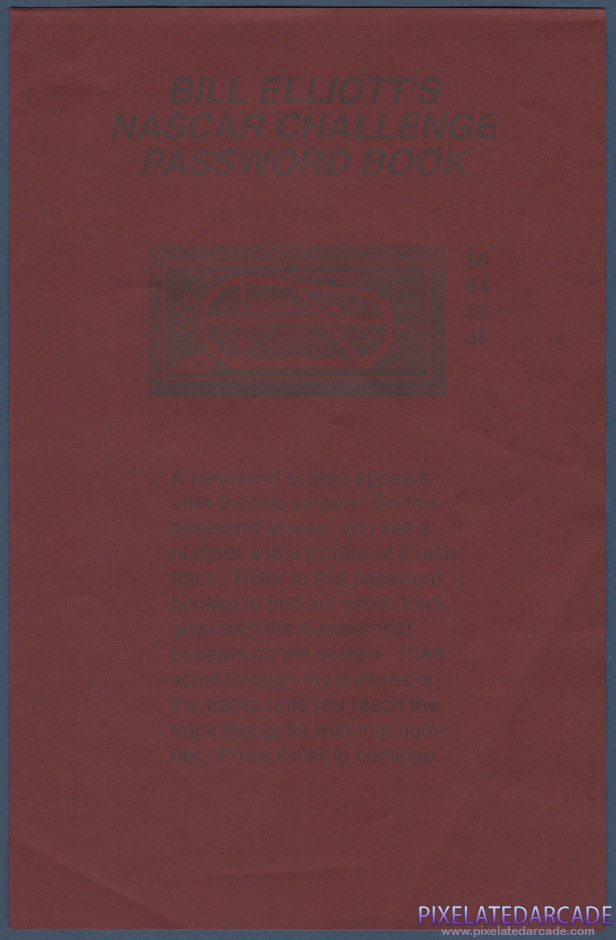Bill Elliott's NASCAR Challenge Package Contents: Copy protection sheet - Page 1 Bill Elliott's NASCAR Challenge Package Contents: Copy protection sheet - Page 1
