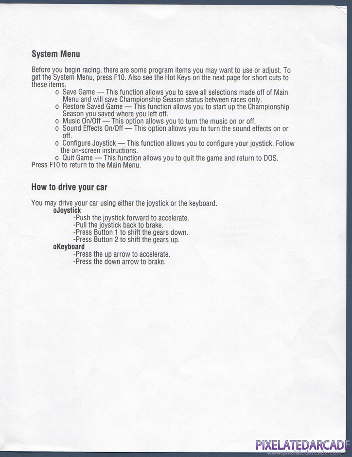 Bill Elliott's NASCAR Challenge Package Contents: IBM version reference sheet - Page 3 Bill Elliott's NASCAR Challenge Package Contents: IBM version reference sheet - Page 3