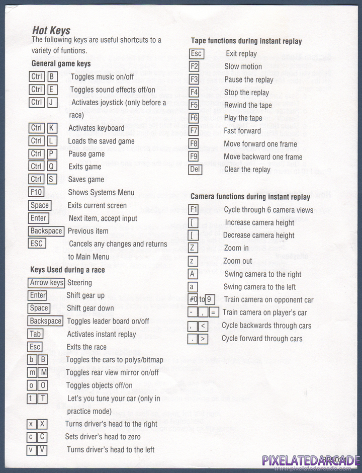 Bill Elliott's NASCAR Challenge Package Contents: IBM version reference sheet - Page 4 Bill Elliott's NASCAR Challenge Package Contents: IBM version reference sheet - Page 4
