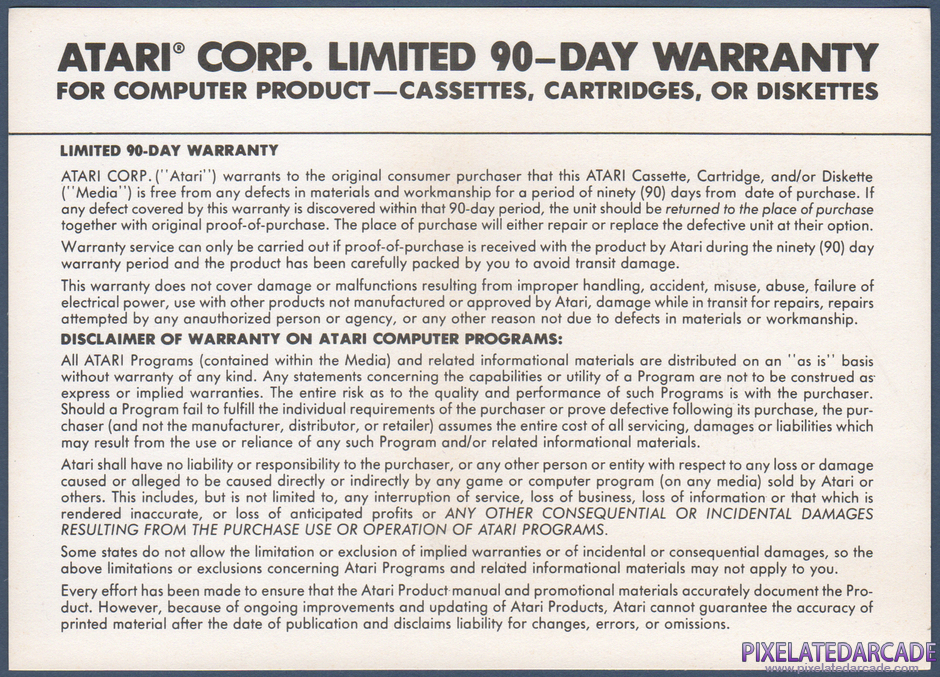 One-on-One Package Contents: Warranty information card - Back