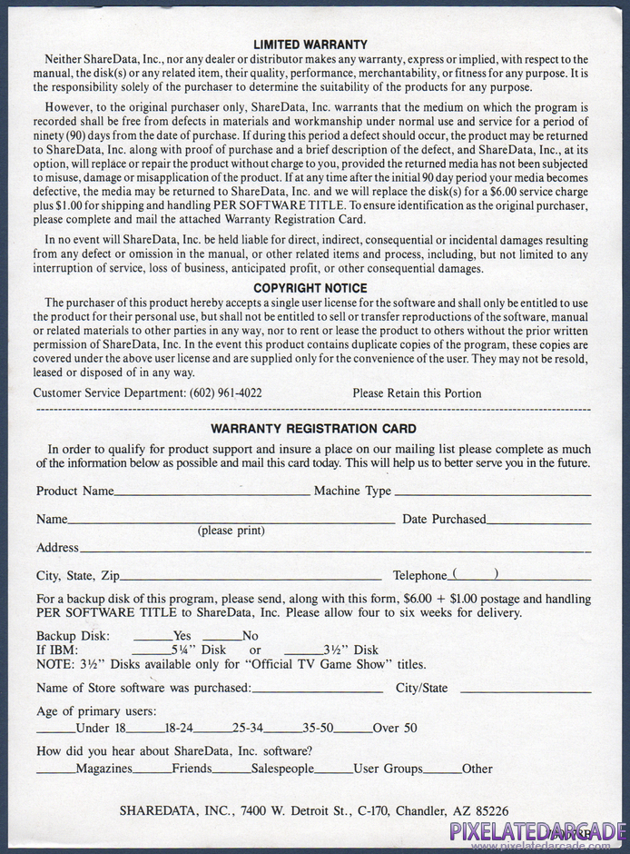 Jeopardy! New Second Edition Package Contents: Warranty registration card Jeopardy! New Second Edition Package Contents: Warranty registration card