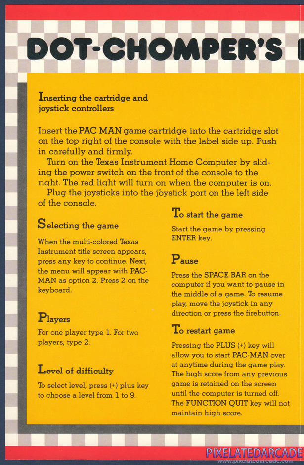 Pac-Man Package Contents: Instruction manual - Page 2