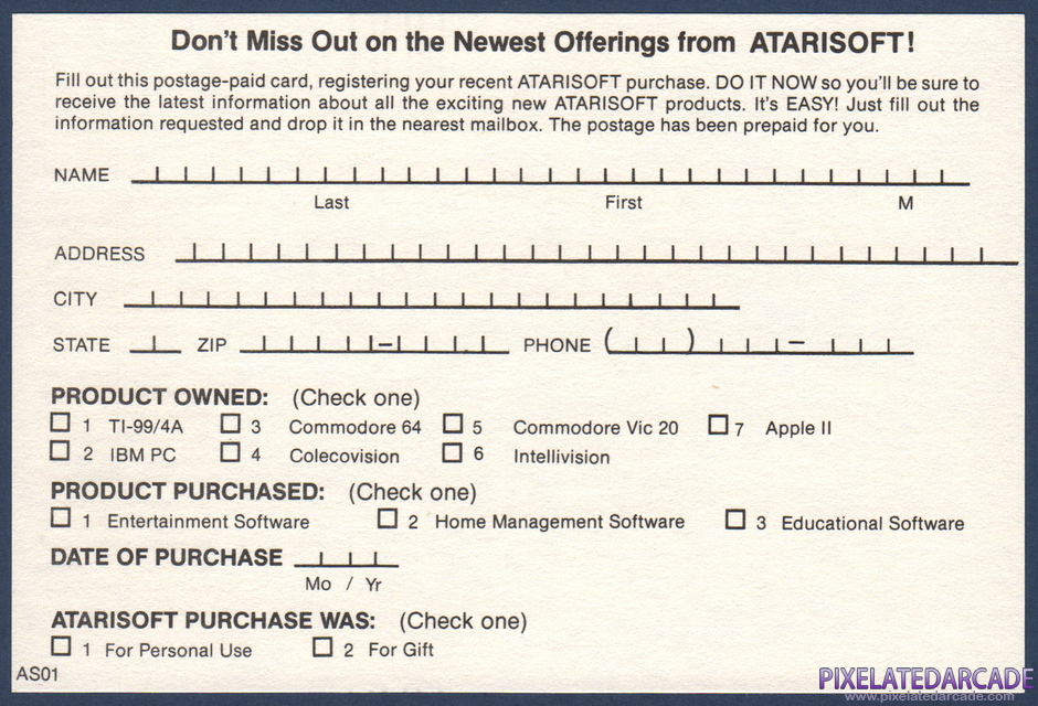 Pac-Man Package Contents: Warranty registration card - Back Pac-Man Package Contents: Warranty registration card - Back