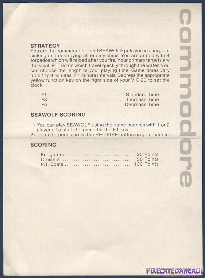 Sea Wolf Package Contents: Instruction sheet - Back Sea Wolf Package Contents: Instruction sheet - Back