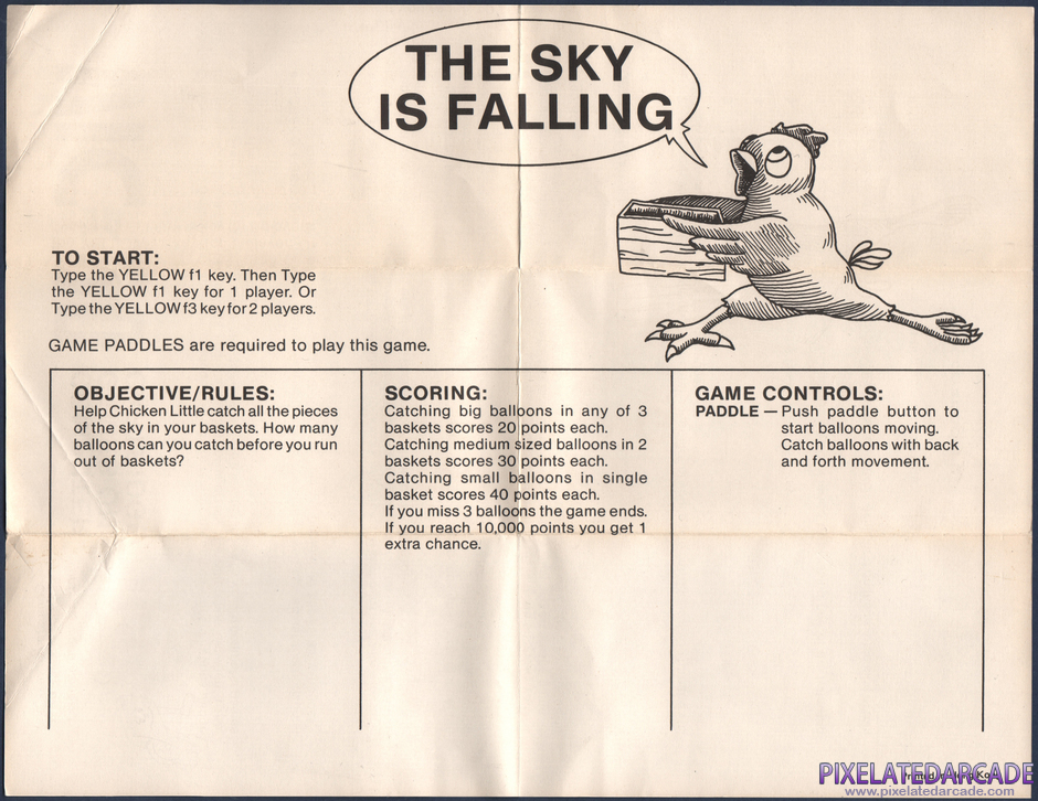 The Sky is Falling Package Contents: Instruction sheet - Back The Sky is Falling Package Contents: Instruction sheet - Back