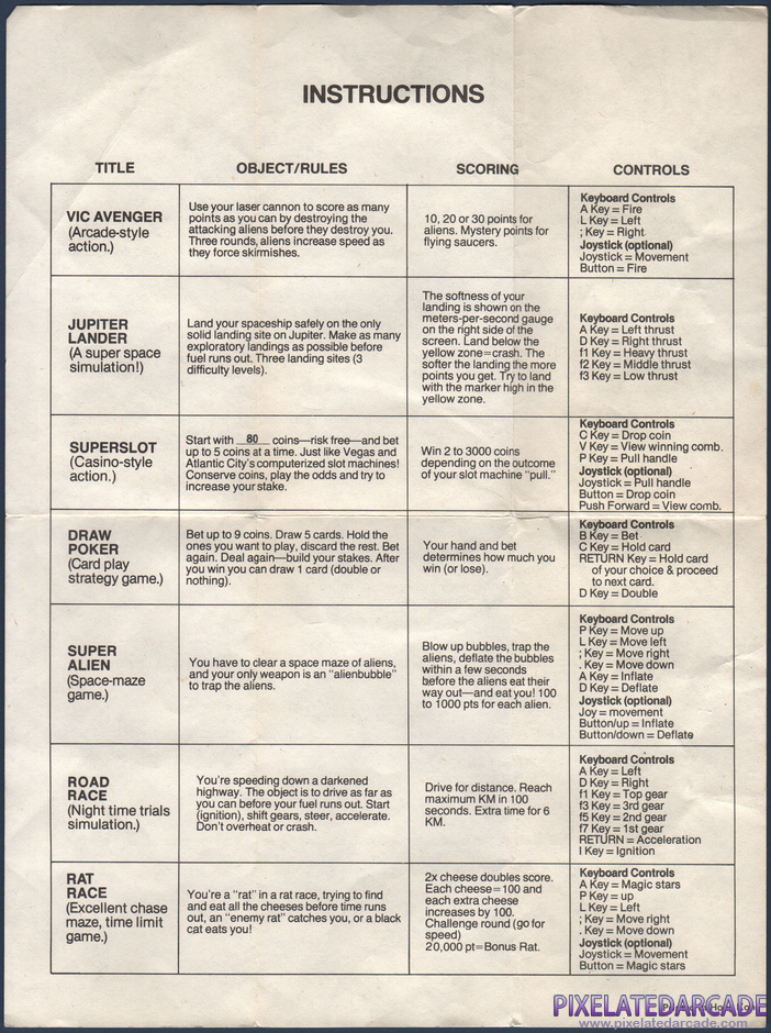 Cosmic Cruncher Package Contents: Instruction sheet - Back Cosmic Cruncher Package Contents: Instruction sheet - Back